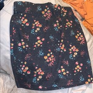 Grey Floral Mini Skirt